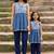Blue printed cotton kurta set mother daughter matching combo