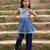 Blue printed cotton kurta set mother daughter matching combo