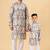 Grey figgy ikat cotton kurta & kurta pant set father son matching combo