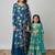 Rama green & green floral printed chanderi kurta set & lehenga choli mother daughter matching combo
