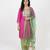 Pink embroidered cotton elbow sleeve kurta set mother daughter matching combo