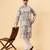Grey figgy ikat cotton kurta & kurta pant set father son matching combo