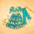 Rama green & green floral printed chanderi kurta set & lehenga choli mother daughter matching combo