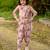 Pink floral printed linen saree mother daughter matching combo