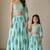 Blue & sky blue block printed & gota patti muslin lehenga choli mother daughter matching combo