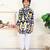Oxide & black ikat & printed cotton kurta & kurta pyjama father son matching combo