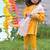 Orange & yellow embroidered cotton kurta set & salwar suit mother daughter matching combo