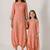 Scarlet orange abstract & floral printed cotton dhoti jumpsuit mother daughter matching combo