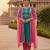 Blue & candy embroidered cotton silk kurta set & sharara set mother daughter matching combo