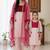 Pink woemsn embroidered cotton kurta set mother daughter matching combo