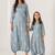 Aqua & blue abstract & floral printed cotton dhoti jumpsuit mother daughter matching combo