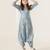 Aqua & blue abstract & floral printed cotton dhoti jumpsuit mother daughter matching combo