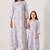 Slate grey abstract & floral printed cotton dhoti jumpsuit mother daughter matching combo