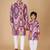 Multicolor merlot ikat & printed cotton kurta & kurta pyjama father son matching combo