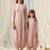 Pink beaded & solid cotton dhoti jumpsuit mother daughter matching combo