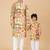 Multicolor biome ikat & printed cotton kurta & kurta pyjama father son matching combo