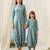 Dusty teal beaded & solid cotton dhoti jumpsuit mother daughter matching combo