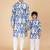 Multicolor island ikat & printed cotton kurta & kurta pyjama father son matching combo