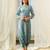 Dusty teal beaded & solid cotton dhoti jumpsuit mother daughter matching combo