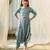 Dusty teal beaded & solid cotton dhoti jumpsuit mother daughter matching combo