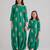 Green & jade green floral printed rayon jumpsuit & dhoti jumpsuit mother daughter matching combo
