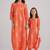 Orange & bright orange floral printed rayon jumpsuit & dhoti jumpsuit mother daughter matching combo