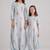 Blue & baby blue floral printed rayon jumpsuit & dhoti jumpsuit mother daughter matching combo