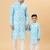 Blue ikat cotton kurta & kurta pant set father son matching combo