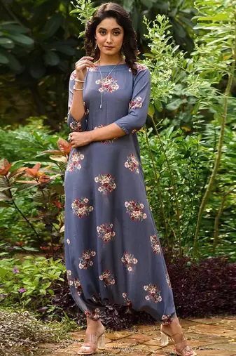Persian blue hand printed linen dhoti jumpsuit mother daughter matching combo