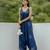 Blue floral printed cotton & rayon palazzo jumpsuit mother daughter matching combo