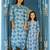 Seashell cream, cream & blue zari & printed cotton dhoti jumpsuit mother daughter matching combo