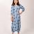 Seashell cream, cream & blue zari & printed cotton dhoti jumpsuit mother daughter matching combo