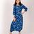 Midnight blue & blue zari & printed cotton & rayon dhoti jumpsuit mother daughter matching combo