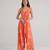 Orange floral printed rayon jumpsuit & palazzo jumpsuit mother daughter matching combo