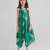 Green & jade green floral printed rayon jumpsuit & palazzo jumpsuit mother daughter matching combo
