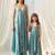 Dusty teal beaded & solid cotton palazzo jumpsuit mother daughter matching combo