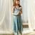 Dusty teal beaded & solid cotton palazzo jumpsuit mother daughter matching combo