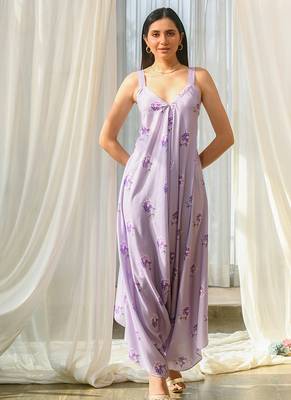 Lilac beaded & solid cotton palazzo jumpsuit mother daughter matching combo 2