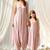 Pink beaded & solid cotton palazzo jumpsuit mother daughter matching combo