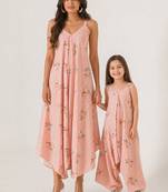 Scarlet orange striped cotton palazzo jumpsuit mother daughter matching combo