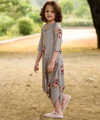 Green hand printed linen dhoti jumpsuit mother daughter matching combo 3