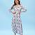 Iceberg blue floral & abstract printed linen dhoti jumpsuit mother daughter matching combo