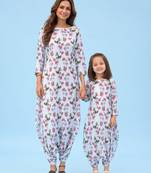 Iceberg blue striped linen dhoti jumpsuit mother daughter matching combo