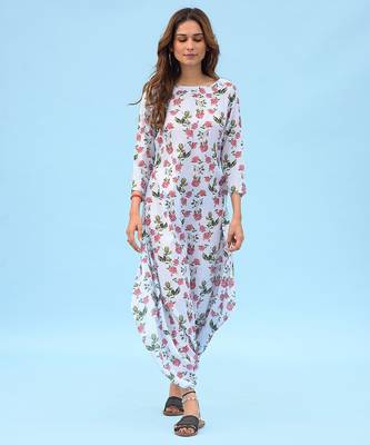 Iceberg blue striped linen dhoti jumpsuit mother daughter matching combo 2