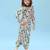 Sage green floral & abstract printed linen dhoti jumpsuit mother daughter matching combo