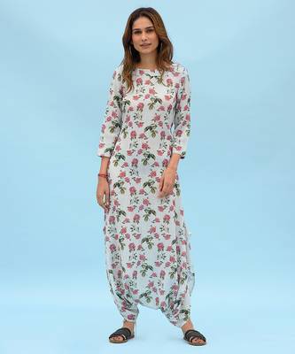 Sage green striped linen dhoti jumpsuit mother daughter matching combo 2