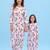 Pink & berry floral & abstract printed linen dhoti jumpsuit mother daughter matching combo