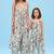 Sage green floral & abstract printed linen palazzo jumpsuit mother daughter matching combo