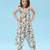 Sage green floral & abstract printed linen palazzo jumpsuit mother daughter matching combo