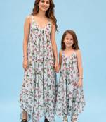 Sage green striped linen palazzo jumpsuit mother daughter matching combo